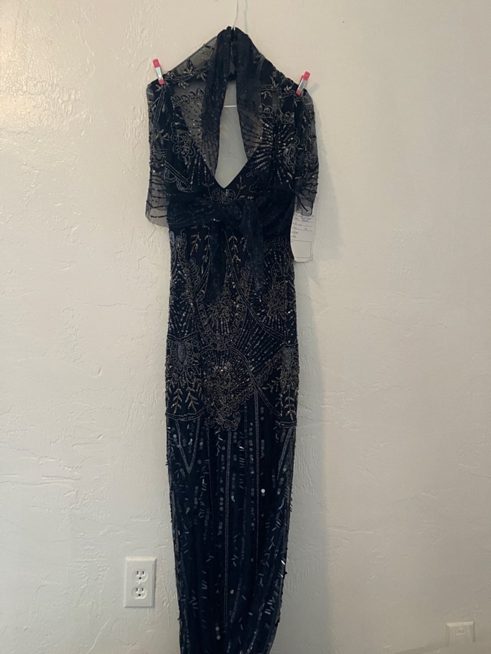 Adrianna Papell Twilight Fully Beaded Gown, with Caplet Beaded, Size 6
